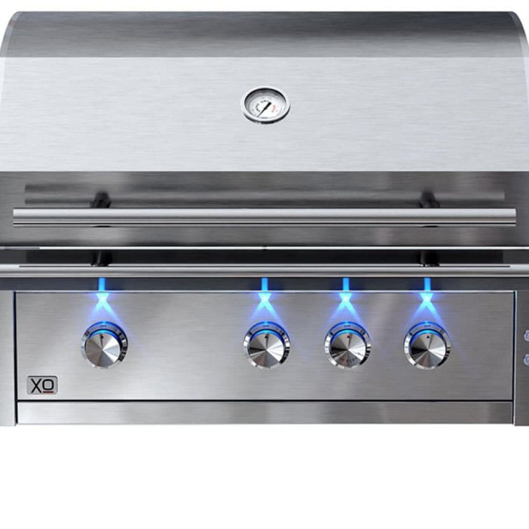 36" Stainless Steel Built-In Natural Gas Grill with Rotisserie and Smoker