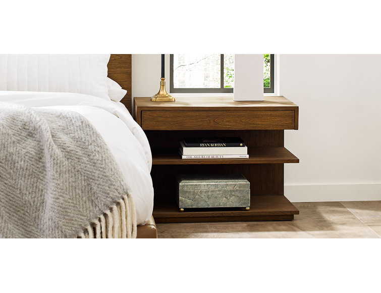 Mesa Teak and Leather 1-Drawer Nightstand