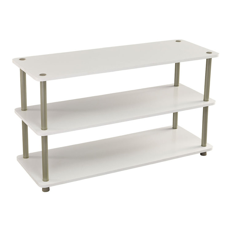 White 3-Tier Wood and Metal Stackable Shoe Organizer