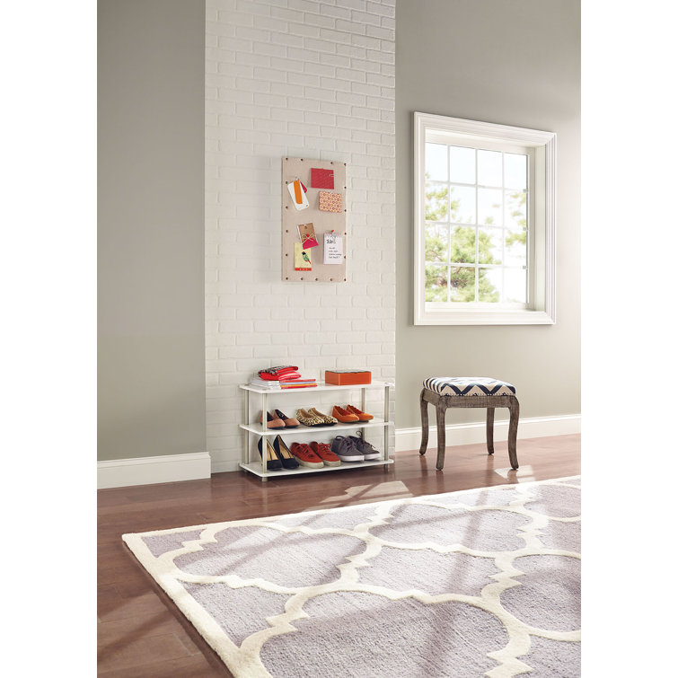 White 3-Tier Wood and Metal Stackable Shoe Organizer