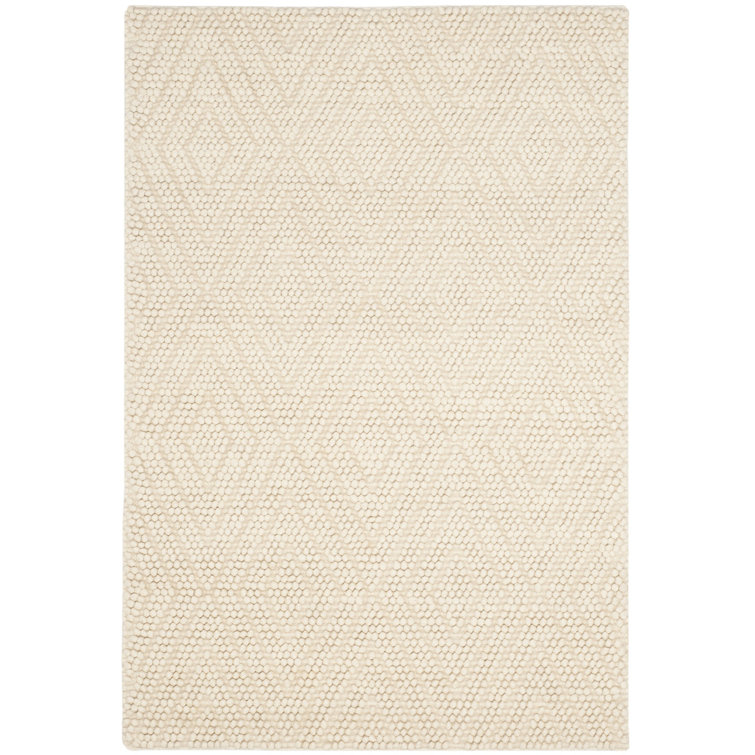Elle Ivory Diamond Handwoven Wool Cotton Rug 4' x 6'