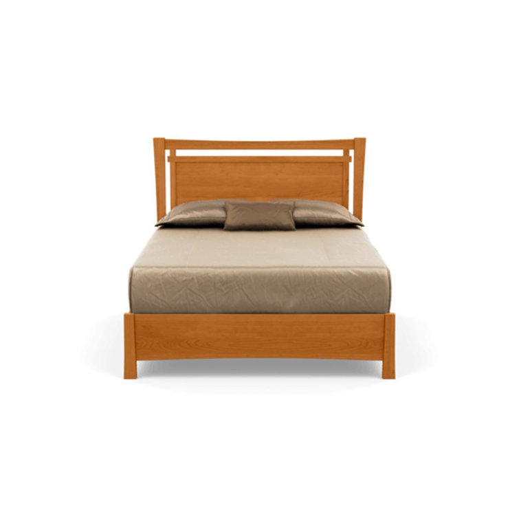 Monterey Full Double Storage Platform Bed with Tufted Upholstery in Natural Cherry