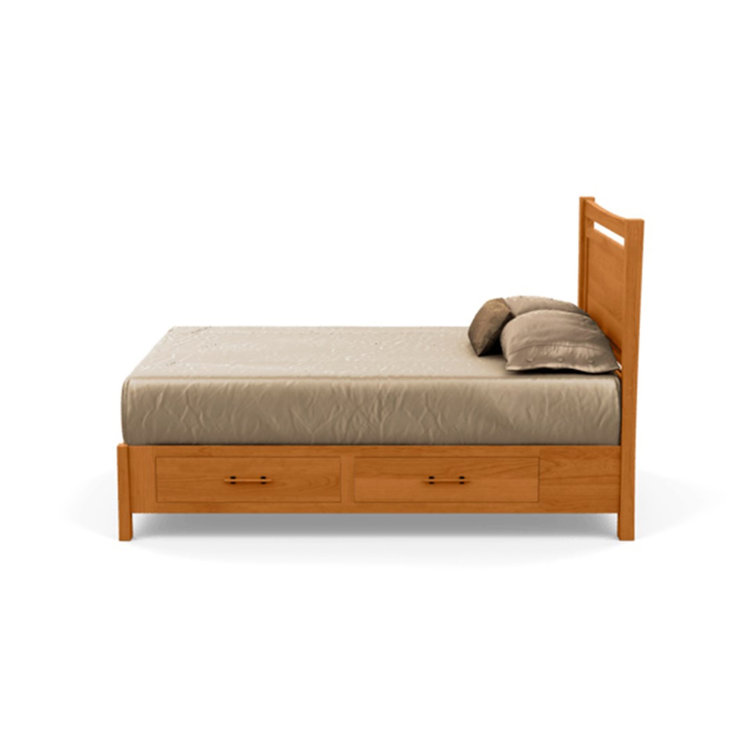 Natural Cherry Solid Wood King Platform Bed with Storage Drawers