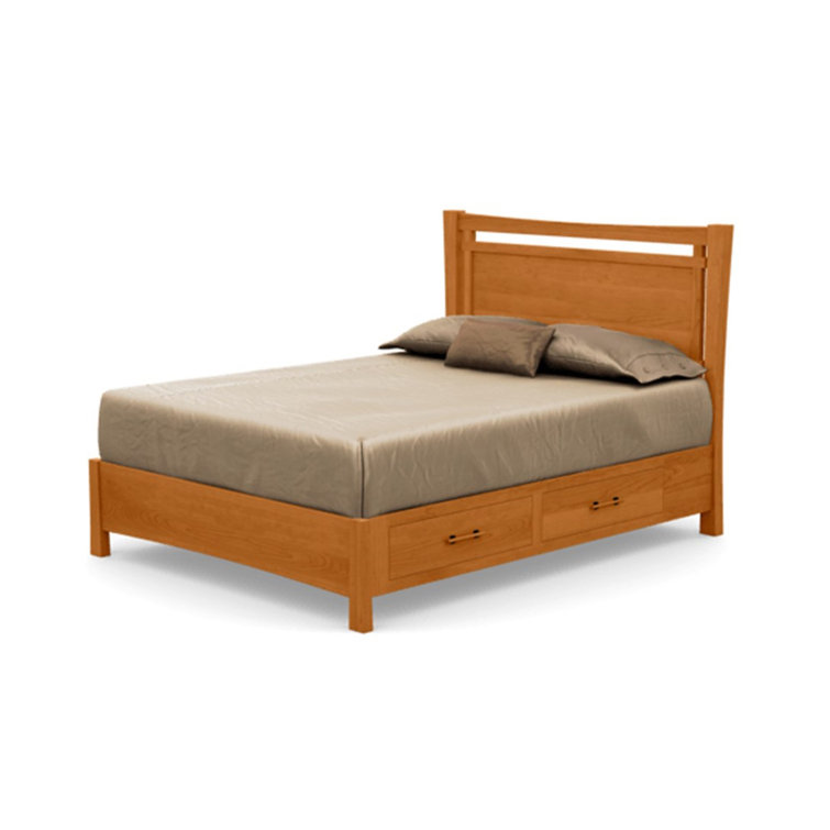 Natural Cherry Solid Wood King Platform Bed with Storage Drawers