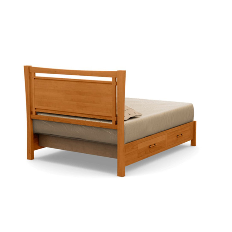 Natural Cherry Solid Wood King Platform Bed with Storage Drawers