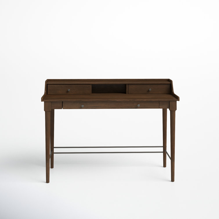 Contemporary Modern 48" Brown Solid Oak Home Office Desk with Drawers