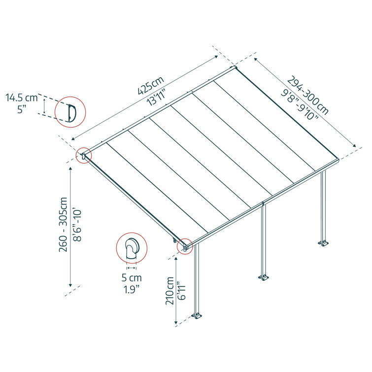 Gray and Clear Aluminum Polycarbonate 10' x 14' Patio Cover