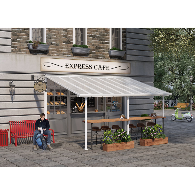 White Polycarbonate and Aluminum Patio Cover, 10' x 18'
