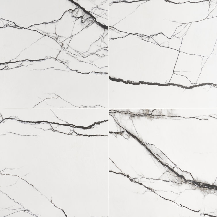 Magnus 24" x 24" Matte Black and White Porcelain Tile