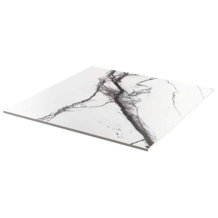 Magnus 24" x 24" Matte Black and White Porcelain Tile