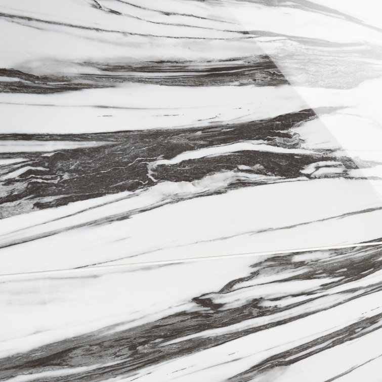 Ink Collection 24x48 Polished Black & White Marble Look Porcelain Tile