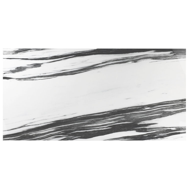 Ink Collection 24x48 Polished Black & White Marble Look Porcelain Tile
