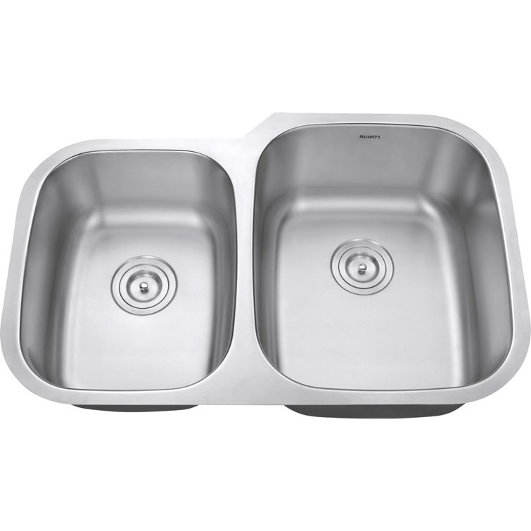 Ruvati 32-inch Satin Finish Stainless Steel Double Bowl Kitchen Sink
