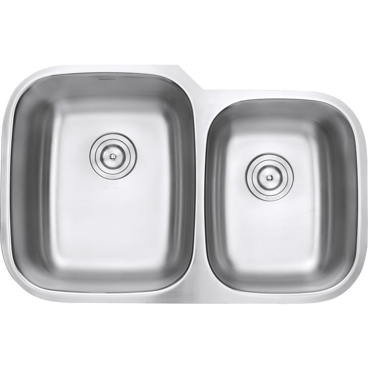 Ruvati 32-inch Satin Finish Double Bowl Stainless Steel Undermount Kitchen Sink