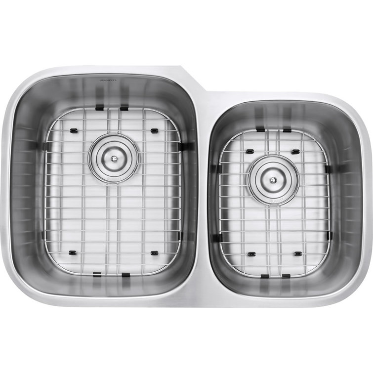 Ruvati 32-inch Satin Finish Double Bowl Stainless Steel Undermount Kitchen Sink