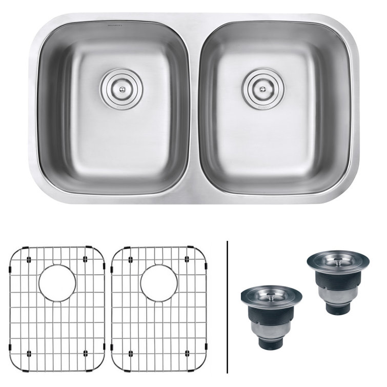 Ruvati 32-inch Stainless Steel Double Bowl Undermount Kitchen Sink