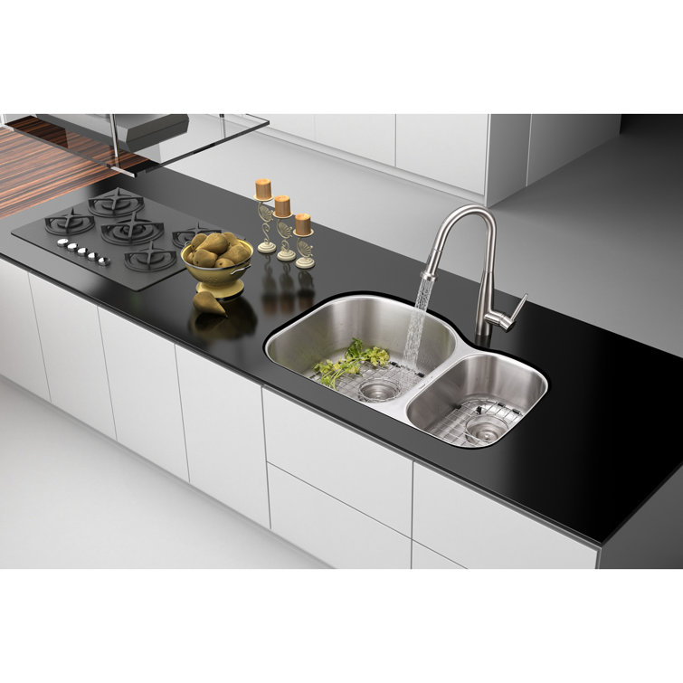 Ruvati 34-Inch Stainless Steel Double Bowl Undermount Kitchen Sink