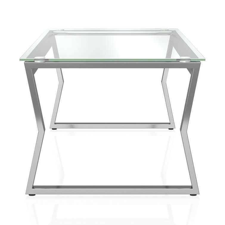 Xander Clear Tempered Glass Top Chrome Sled Coffee Table