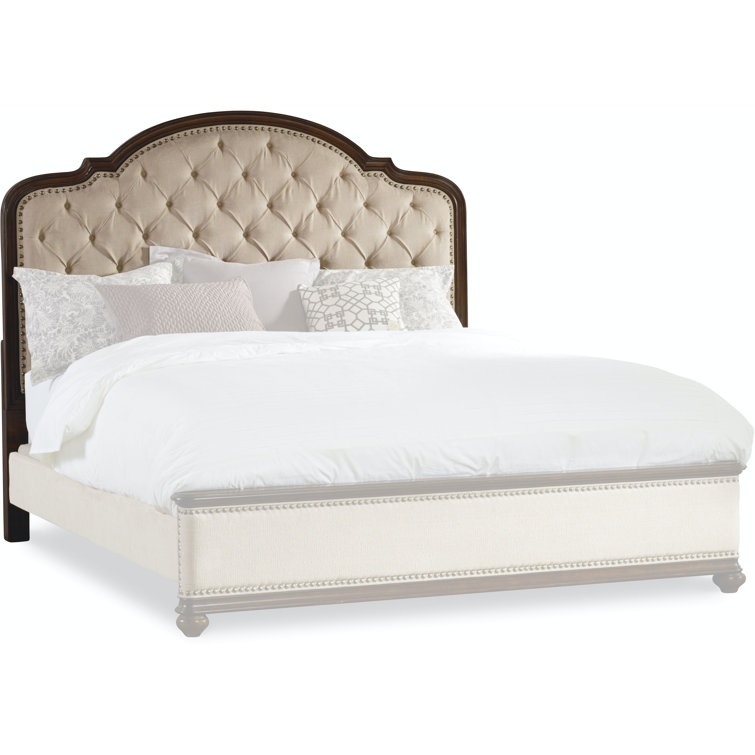 Kingston Traditional Beige King Upholstered Bed with Nailhead Trim