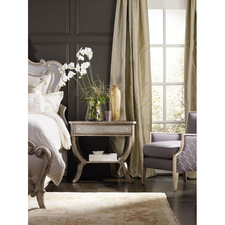Silver Leaf Traditional 1-Drawer Nightstand with Mirror Top