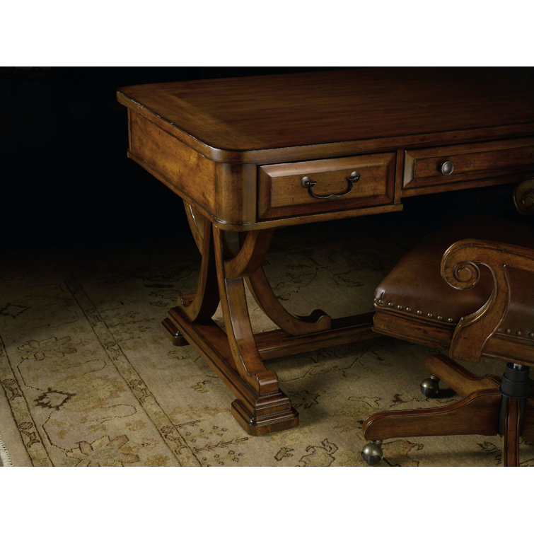 Traditional Brown Solid Wood Home Office Desk with Drawers