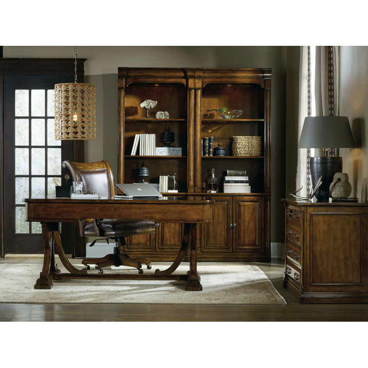 Traditional Brown Solid Wood Home Office Desk with Drawers