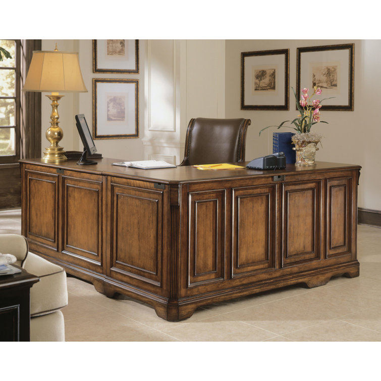 Brookhaven Distressed Cherry Executive Corner Desk with Drawers