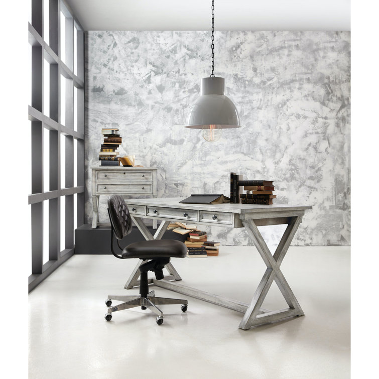 Transitional Gray Solid Wood Corner Home Office Desk with 3 Drawers