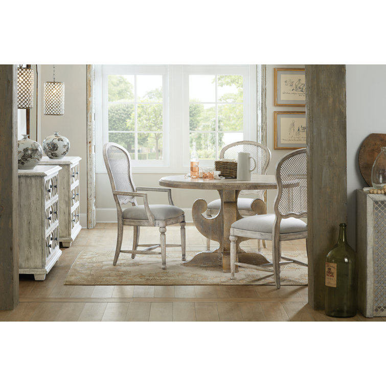Antique Gray White Linen Upholstered Side Chair