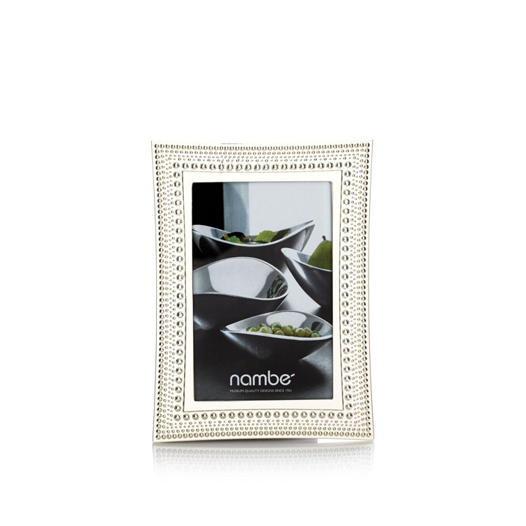 Elegant Beaded Silver 4" x 6" Picture Frame with Glass Protector