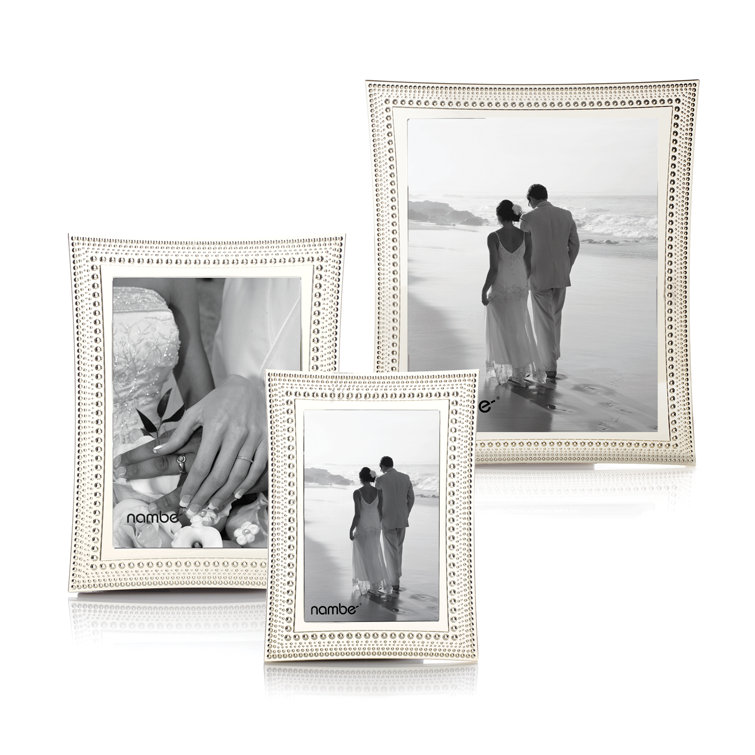 Elegant Beaded Silver 4" x 6" Picture Frame with Glass Protector