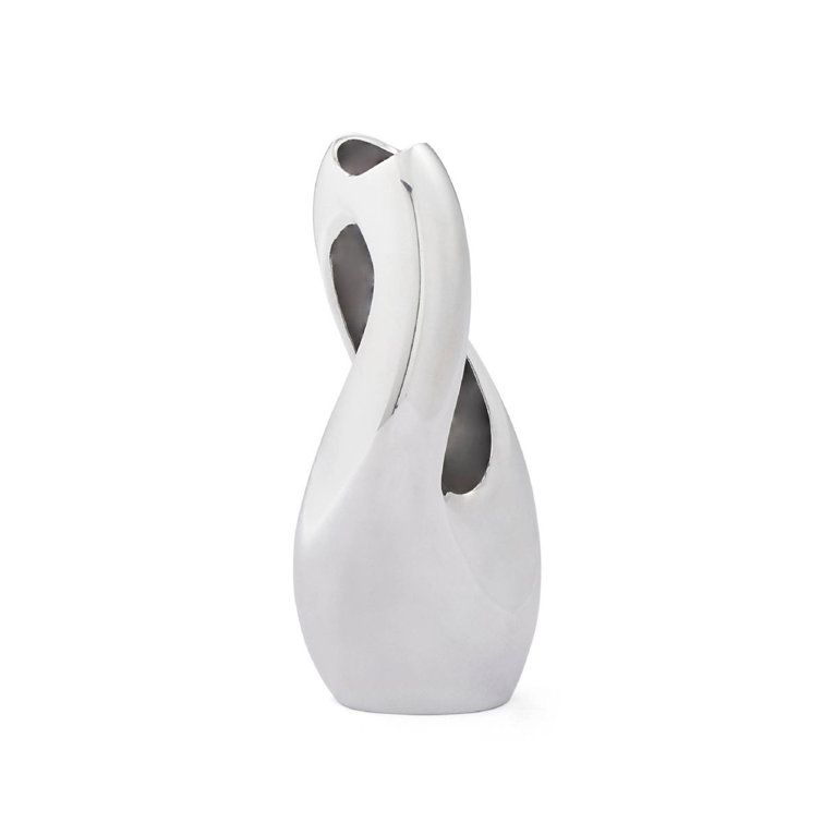 Silver Twist Bud Shaped Metal Table Vase