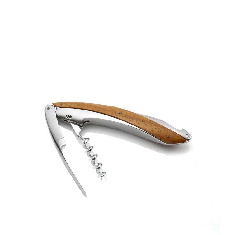 Stainless Steel and Acacia Wood Corkscrew Wine Opener
