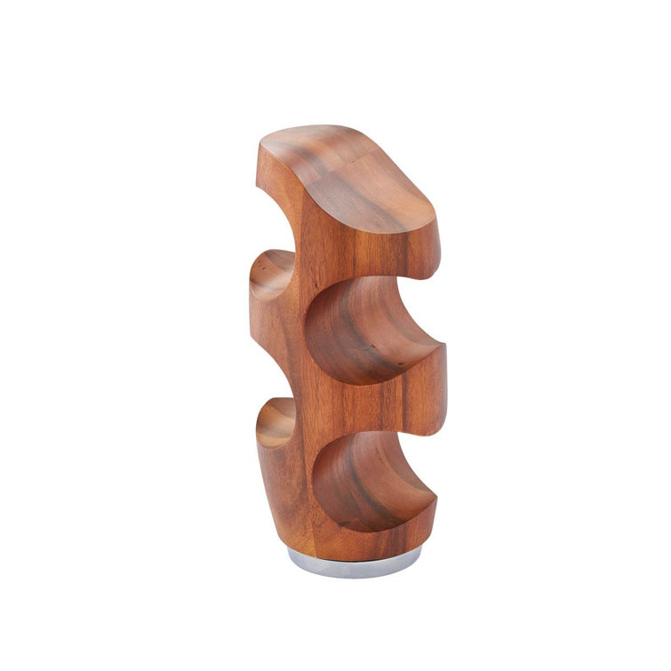 Elegant Medium Wood and Alloy 4-Bottle Wine Rack