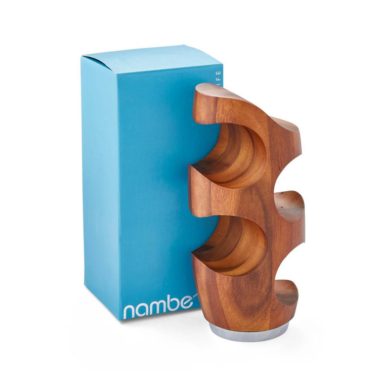 Elegant Medium Wood and Alloy 4-Bottle Wine Rack