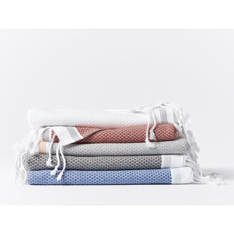 Deep Pewter and Tangerine Organic Cotton Turkish Bath Towel Set