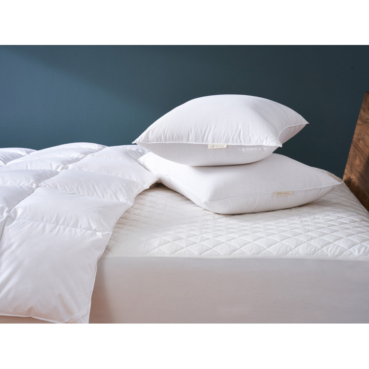 Quilted Full-Size Organic Cotton Mattress Pad in White