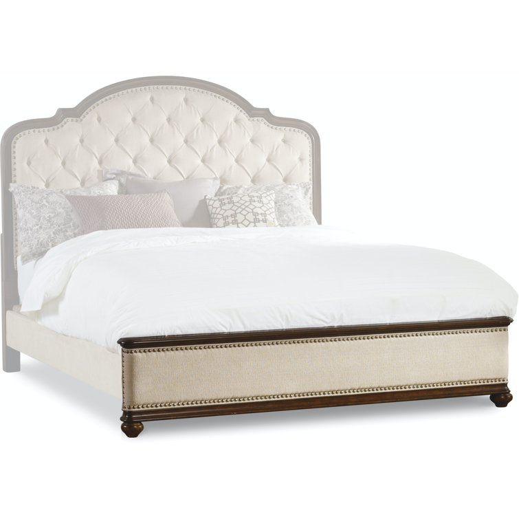 Kingston Traditional Beige King Upholstered Bed with Nailhead Trim