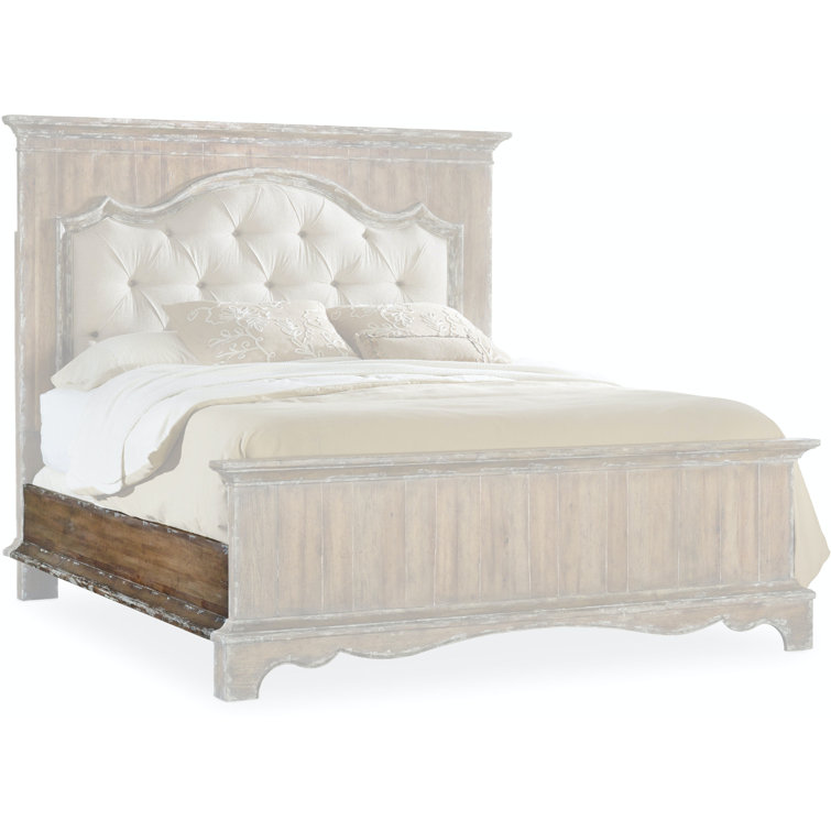 Regal King-Sized Beige Tufted Upholstered Bed with Wood Frame