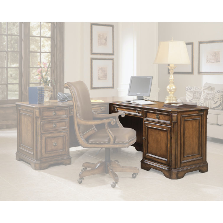 Brookhaven Distressed Cherry Executive Corner Desk with Drawers