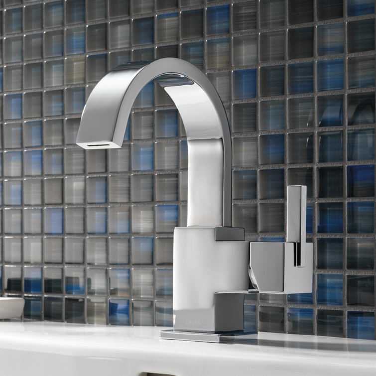 Sleek Modern 7 3/4" Chrome Brass Single Hole Faucet with Drain Assembly
