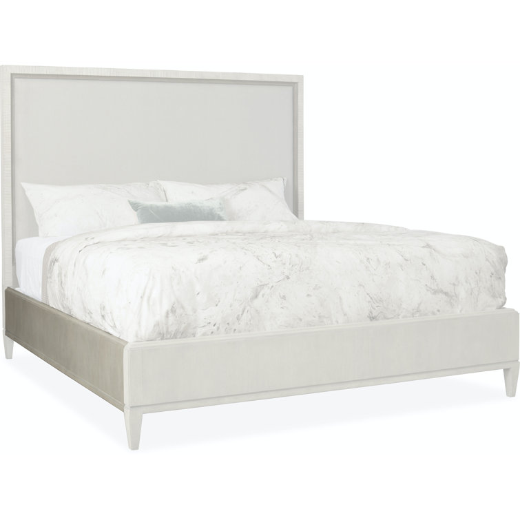 Gray King Upholstered Bed with Wood Frame
