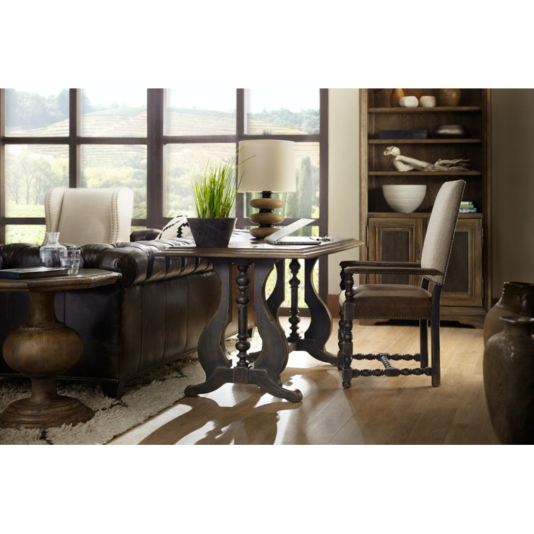 Hill Country Beige and Brown Leather Armchair