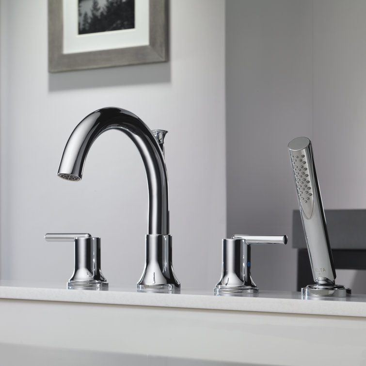 Chrome Double Handle Roman Tub Faucet with Handshower