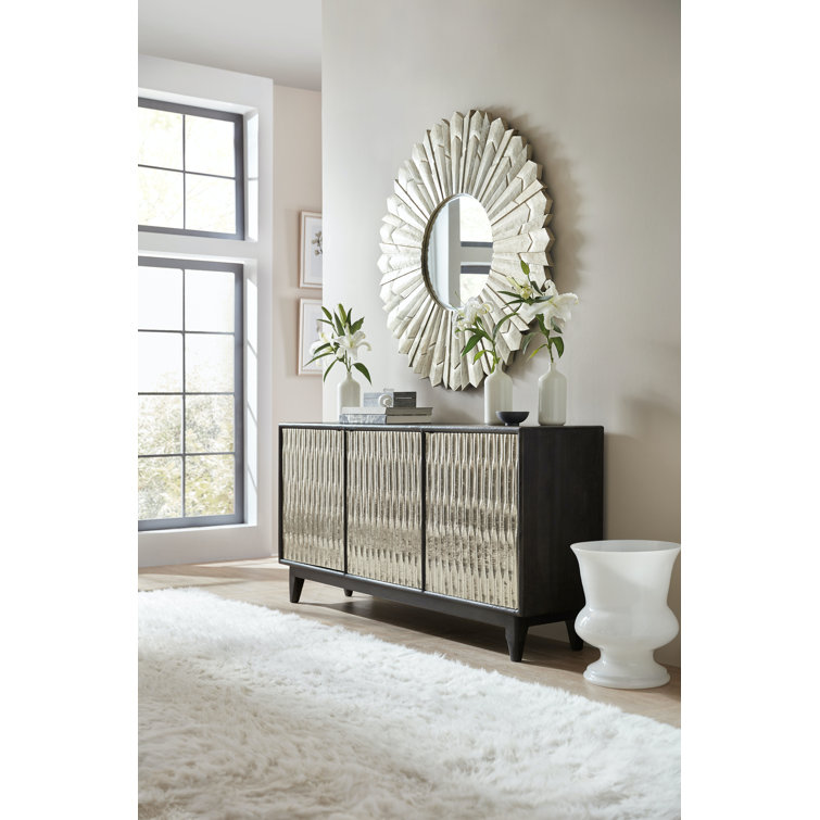 Shimmer 69'' Black and Silver Solid Wood Sideboard