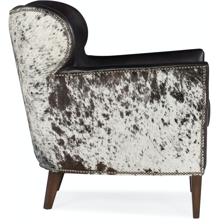 Black and White Leather Wingback Accent Chair