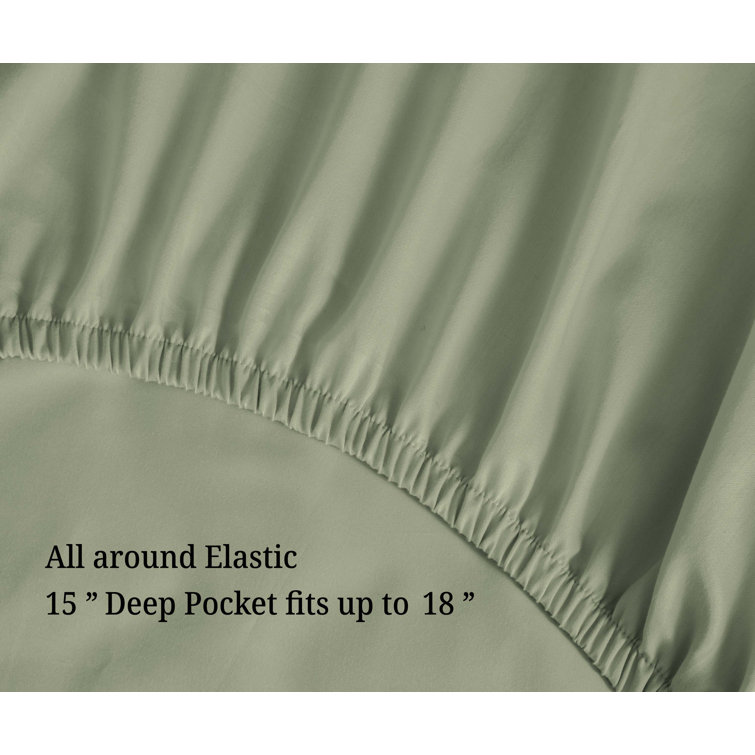 Luxurious Sage Egyptian Cotton Queen Deep Pocket Sheet Set