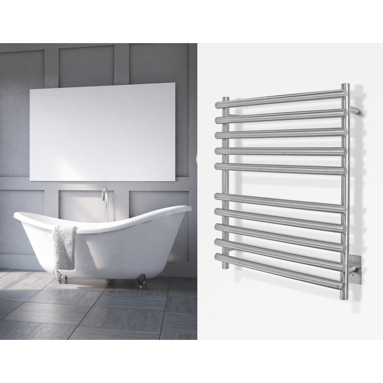 Brushed Stainless Steel Wall-Mounted 10-Bar Towel Warmer