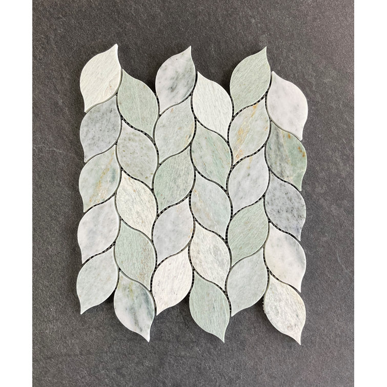 Ming Green Leaf Pattern Marble Mosaic Tile