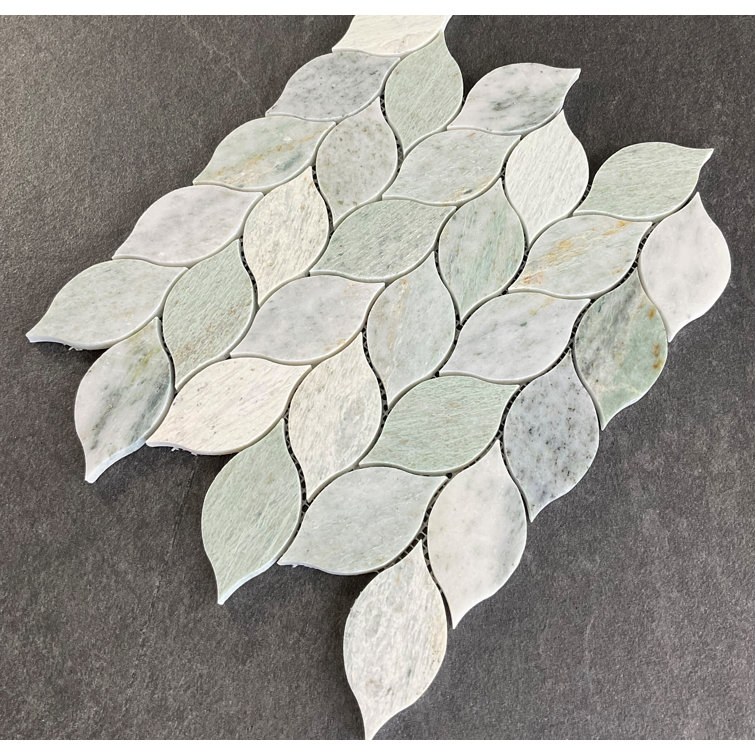 Ming Green Leaf Pattern Marble Mosaic Tile